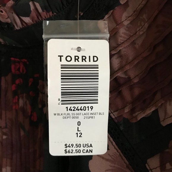 NWT Silky Earth Tone & Red Blouse Torrid Size 0 (12) - Picture 5 of 8